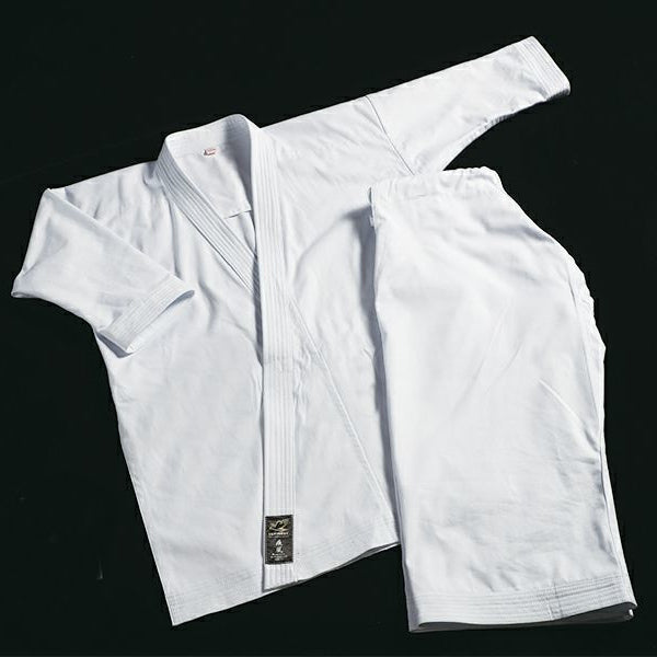 Hayate white martial arts uniform on a black background