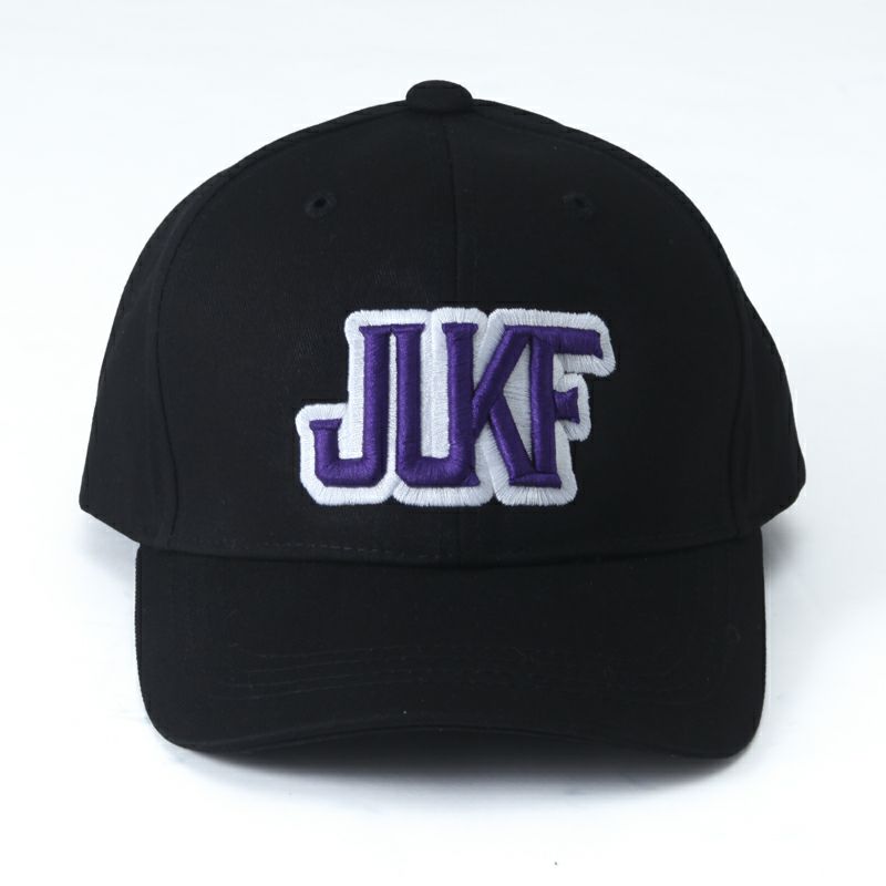 Black cap with 'JUKF' logo in purple and white on a white background